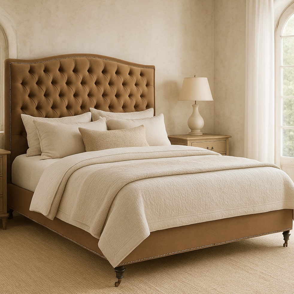 The Sofa Guy Britton Place Upholstered Bed in bedroom