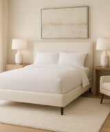 The Sofa Guy Dover Court Upholstered Bed in bedroom