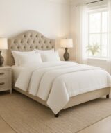 The Sofa Guy Fedora Drive Upholstered Bed in bedroom